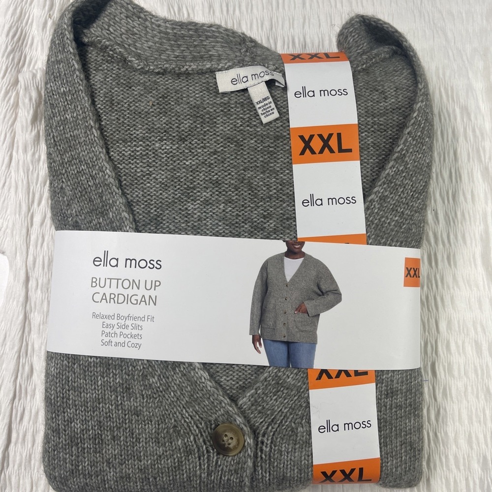 Ella Moss Button Up Cardigan/Sweater Soft/Cozy Pockets Gray Size XXL New